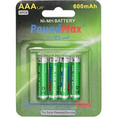 PoundMax AAA 600mAh Rechargeable Batteries 4-pack