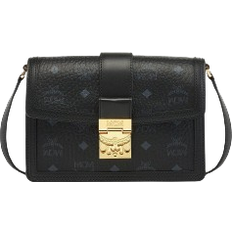 MCM Tracy Visetos Shoulder Bag Small - Black