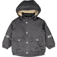 Press-Studs Jackets Polarn O. Pyret Pile Lined Insulated Winter Parka - Asphalt (6MOS-25350