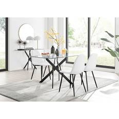 Furniturebox Lenworth Modern White/Black Dining Set 120x70cm 5pcs