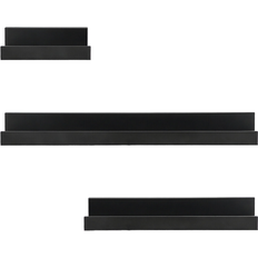 Geezy Picture Ledge Display Black Wall Shelf 45cm 3pcs