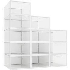 Transparent Hallway Furniture & Accessories Seseno Store Space Saving Bins Clear White Shoe Rack 24.1x14.5cm 12pcs