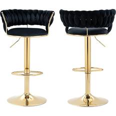 Black and gold counter stools Kakotito Adjustable Counter Black/Gold Bar Stool 38.2" 2