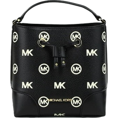 Michael Kors Black Bucket Bags Michael Kors Women's Mercer Small Embossed Drawstring Bucket Messenger Bag - Black