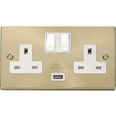 Power Switch Wall Outlets SE Home 13A 1 USB Twin Double Switched Plug Socket 2-way