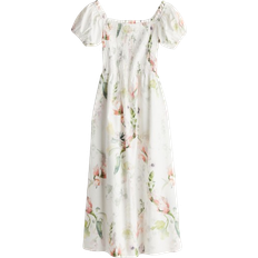 H&M Off the Shoulder Poplin Dress - White/Floral