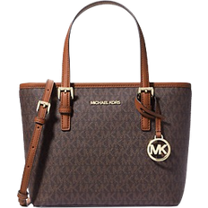 Polyurethane Toteväskor Michael Kors Jet Set Travel Extra-Small Logo Top-Zip Tote Bag - Brown