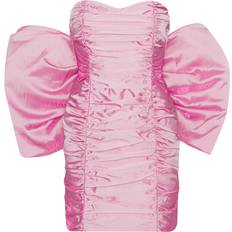 Sheer Satin Bow Dress - Cameo Pink