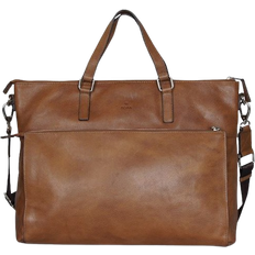 Ensfarvet - Guld/Messing - Opbevaring til laptop Skuldertasker Adax Napoli Sasha Work Bag - Cognac