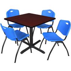 Blue Dining Sets Regency Cain Breakroom Mahogany/Blue Dining Set 42x42" 5