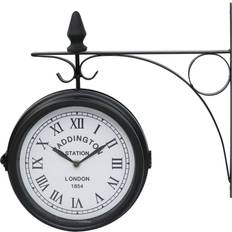 Outdoor Durable Clocks Oypla Double Sided Paddington Station Black Wall Clock 34.5cm