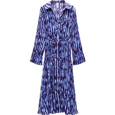 Long Sleeves Dresses Mango Belt Shirt Dress - Blue