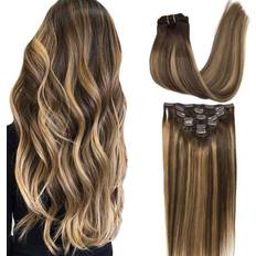 Goo Goo Clip in Hair Extensions #4/27/4 Balayage Chocolate Brown to Caramel Blonde 7-pack