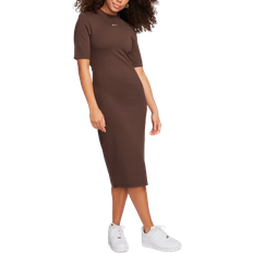 Midi Dresses - Solid Colors NIKE Sportswear Essential Tight Midi Dress Baroque Brown/Sail