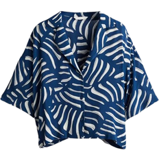 Shirts H&M Oversized Resort Shirt - Dark Blue/Patterned