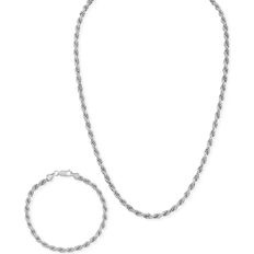 Men Jewelry Sets Esquire Round Box Chain Bracelet & Necklace Set - Silver