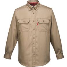 Beige - Herre Arbejdsjakker Portwest FR89 Bizflame 88/12 FR Shirt - Khaki