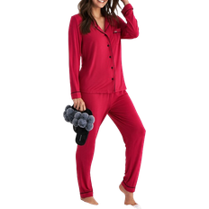 Pretty You London Bamboo Pyjama Set - Scarlet