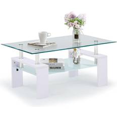 Stainless Steel Coffee Tables TUKAILAi Modern White Coffee Table 60x100cm