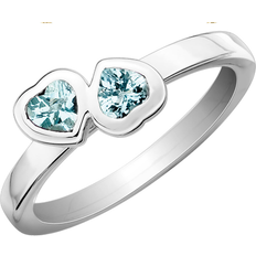 Aquamarine Rings Gem & Harmony Double Heart Ring - Silver/Aquamarine