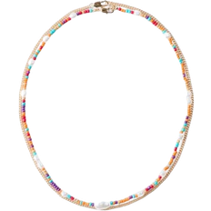 Zink Kettingen boohooMAN Bead and Chain Necklace - Gold/Multicolour