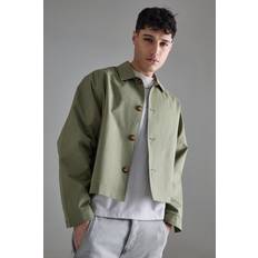 Green - Men Coats boohooMAN Mens Boxy Oversized Trench Coat Green