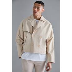 Men - Trenchcoats boohooMAN Mens Cropped Double Breasted Trench Coat Beige