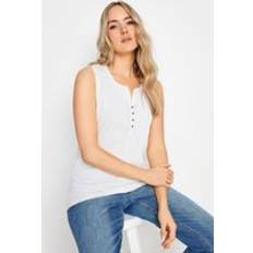 LTS Tall White Cotton Henley Vest Top Tall Women's & Camisoles