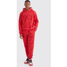 Punainen Puvut boohooMAN Borg Applique Tracksuit - Red