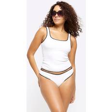 White Tankinis River Island Womens Cream Crinkle Tankini Top