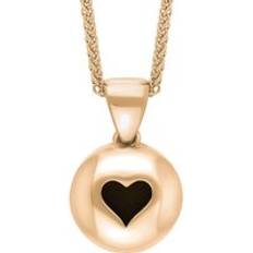 C. W. Sellors 18ct Whitby Jet Heart Disc Necklace - Rose Gold/Black