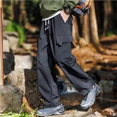 Shein Men's Spring/Autumn Straight-Legged Cargo Pants With Multiple Pockets, Loose-Fitting Casual Sports Pants, Windproof & Waterproof Outdoor Hiking Climbi