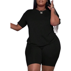 Jumpsuits & Overalls Shein Slayr Plus Size Monochrome Casual Two-Piece Set