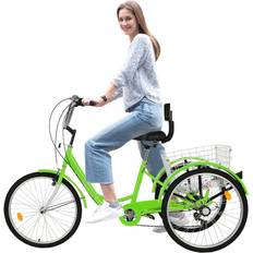 Best Tricycle Bikes Adult Tricycle with Large Shopping Basket 2021 - Green Women's Bike