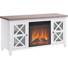 Henn&Hart TV1380 White/Gray Oak TV Bench