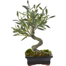 Plastic Artificial Plants Nearly Natural Mini Olive Bonsai Tree Green Artificial Plant