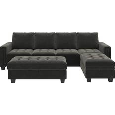 Sofa Set Sofas Belffin Velvet Convertible Sectional Grey Sofa 106.7" 4 Seater