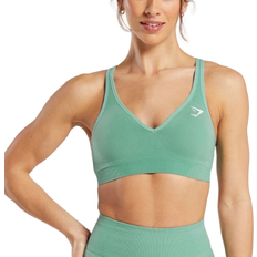 Gymshark Vital Seamless 2.0 V Neck Sports Bra - Lagoon Green/ Marl