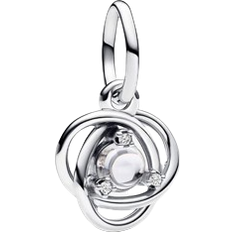 Pandora April Eternity Circle Dangle Charm - Silver/Transparent