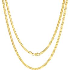 Unisex Necklaces Nuragold Solid Miami Cuban Link Chain Necklace 3.5mm - Gold