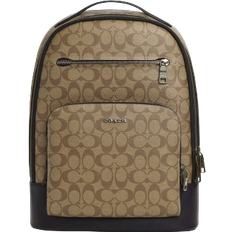 Beige Backpacks Coach Ethan Backpack In Signature Canvas - Gunmetal/Khaki