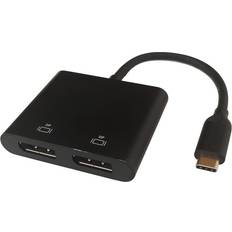 Usbc hub Deltaco USBC-2DP MST Hub USB C - 2xDisplayport 1.4 Adapter M-F