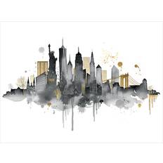 Latitude Run SUMMER THORNTON NEW YORK SKYLINE 60X80 CANVAS Framed Art