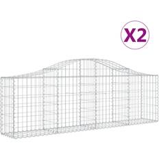 Gabionenkörbe vidaXL Gabionen mit Hochbogen 2 Stk 200 x 30 x 60/80 cm