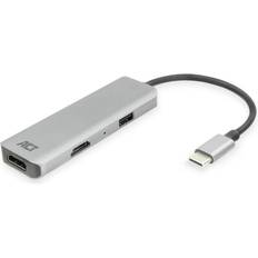 Goedkoop Dockingstations ACT USB-C 4K Multiport Adapter Voor 2 HDMI Schermen