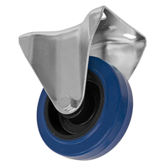 Casters Sealey Heavy-Duty Blue Elastic Rubber Fixed Castor Wheel 100mm