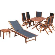 Wood Patio Dining Sets vidaXL 9 Piece Outdoor with Cushions Solid Acacia Wood Patio Dining Set, 1 Table incl. 8 Chairs
