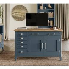 Blue Writing Desks Baumhaus Signature Blue Hidden Office Writing Desk