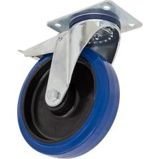 Casters Sealey Heavy-Duty Blue Elastic Rubber Swivel Castor Wheel With Total Lock Ø100mm Trade