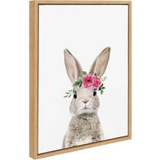 Plastic Framed Art Kate and Laurel & All Things Decor 18"x24" Sylvie Flower Crown Bunny Framed Art 18x24"